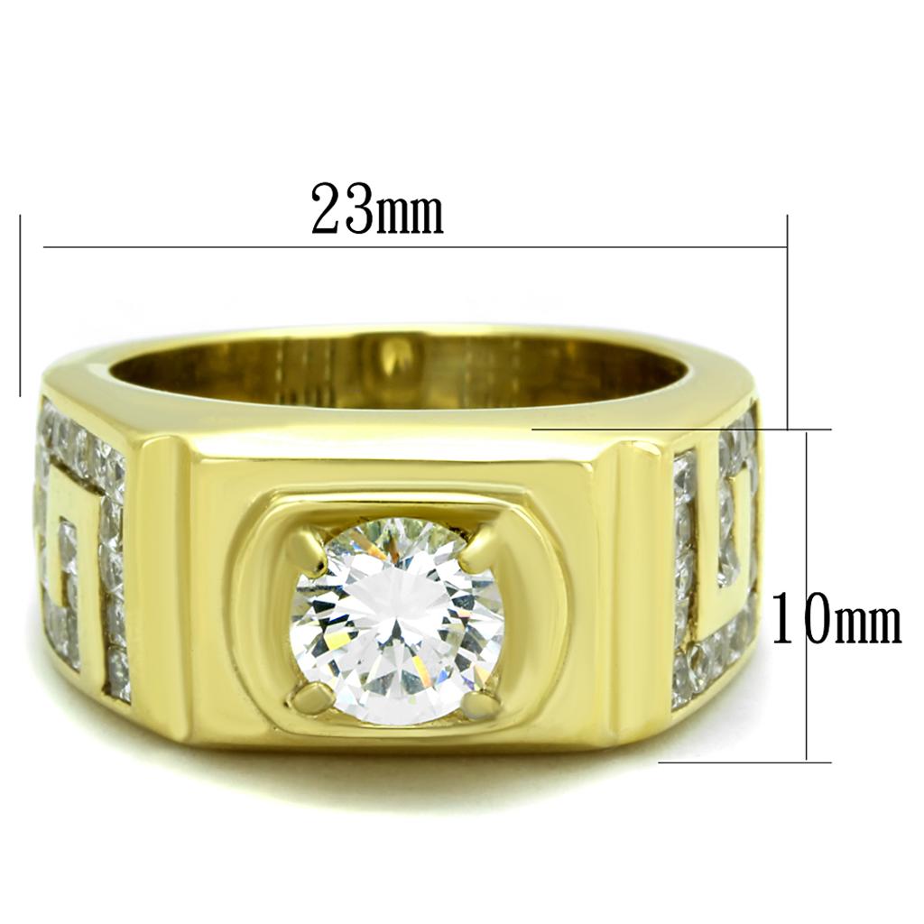MATK2045 - IP Gold(Ion Plating) Stainless Steel Ring with AAA Grade CZ  in Clear