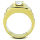 MATK2045 - IP Gold(Ion Plating) Stainless Steel Ring with AAA Grade CZ  in Clear