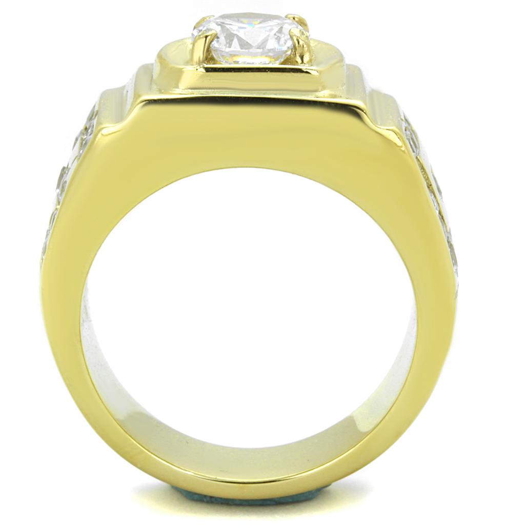 MATK2045 - IP Gold(Ion Plating) Stainless Steel Ring with AAA Grade CZ  in Clear