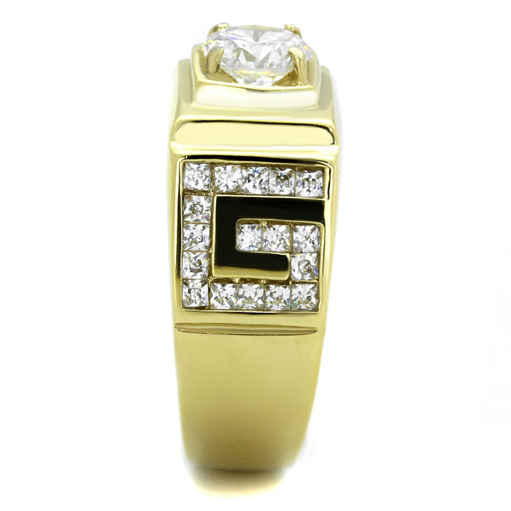 MATK2045 - IP Gold(Ion Plating) Stainless Steel Ring with AAA Grade CZ  in Clear