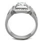 MATK2046 - High polished (no plating) Stainless Steel Ring with AAA Grade CZ  in Clear