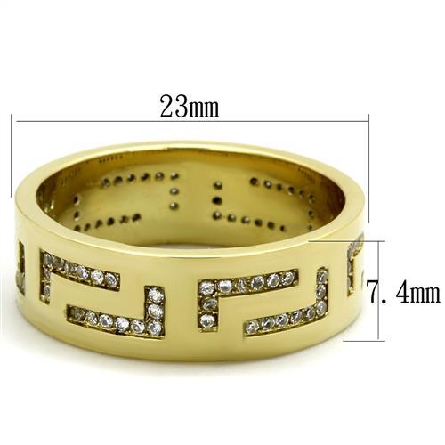 MATK2051 - IP Gold(Ion Plating) Stainless Steel Ring with AAA Grade CZ  in Clear
