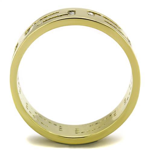 MATK2051 - IP Gold(Ion Plating) Stainless Steel Ring with AAA Grade CZ  in Clear