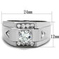 MATK2052 - High polished (no plating) Stainless Steel Ring with AAA Grade CZ  in Clear