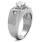 MATK2052 - High polished (no plating) Stainless Steel Ring with AAA Grade CZ  in Clear