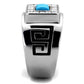 MATK2053 - High polished (no plating) Stainless Steel Ring with Synthetic Turquoise in Sea Blue