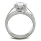 MATK2054 - High polished (no plating) Stainless Steel Ring with AAA Grade CZ  in Clear