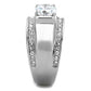 MATK2054 - High polished (no plating) Stainless Steel Ring with AAA Grade CZ  in Clear