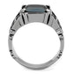MATK2055 - High polished (no plating) Stainless Steel Ring with Synthetic Synthetic Glass in Jet