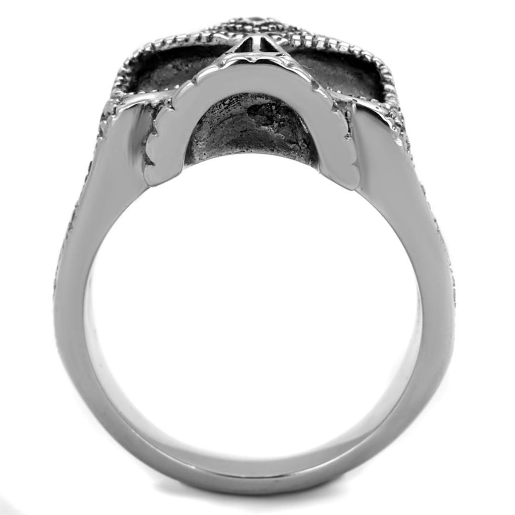 MATK2060 - High polished (no plating) Stainless Steel Ring with Top Grade Crystal  in Amethyst