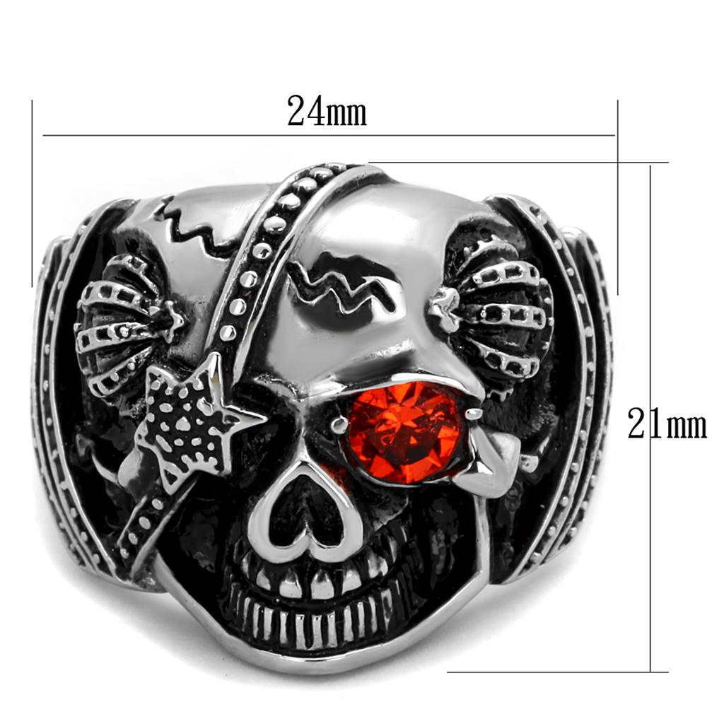 MATK2061 - High polished (no plating) Stainless Steel Ring with Top Grade Crystal  in Orange