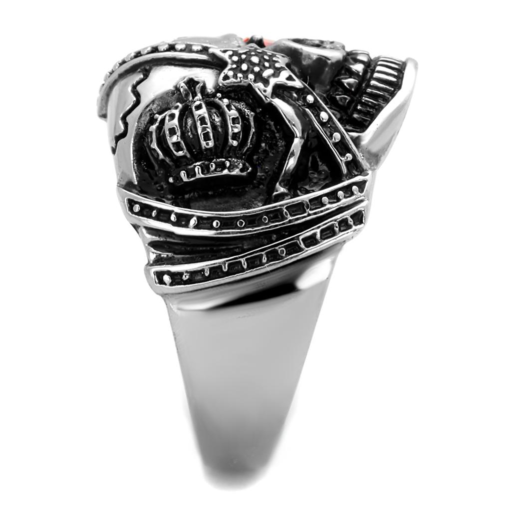 MATK2061 - High polished (no plating) Stainless Steel Ring with Top Grade Crystal  in Orange