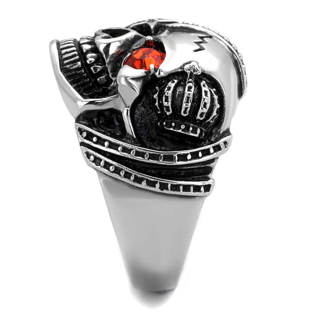 MATK2061 - High polished (no plating) Stainless Steel Ring with Top Grade Crystal  in Orange