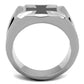 MATK2064 - High polished (no plating) Stainless Steel Ring with Epoxy  in Jet