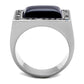 MATK2065 - High polished (no plating) Stainless Steel Ring with Synthetic Cat Eye in Smoked Quartz