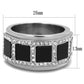 MATK2067 - High polished (no plating) Stainless Steel Ring with Synthetic Onyx in Jet