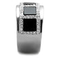 MATK2067 - High polished (no plating) Stainless Steel Ring with Synthetic Onyx in Jet