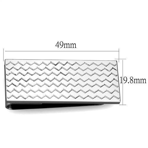 MATK2087 - High polished (no plating) Stainless Steel Money clip with No Stone