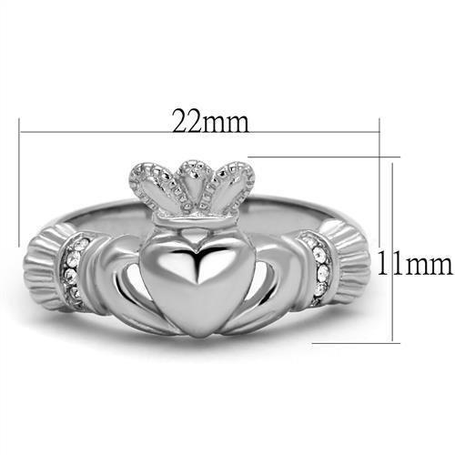 MATK2094 - High polished (no plating) Stainless Steel Ring with Top Grade Crystal  in Clear
