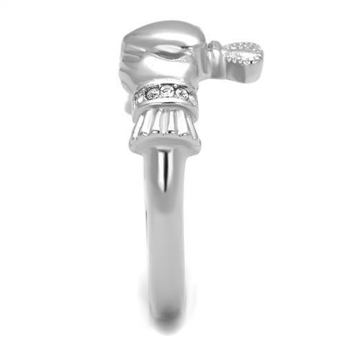 MATK2094 - High polished (no plating) Stainless Steel Ring with Top Grade Crystal  in Clear