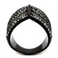 MATK2097 - IP Black(Ion Plating) Stainless Steel Ring with Top Grade Crystal  in Black Diamond