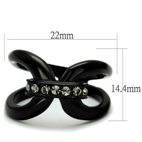 MATK2098 - IP Black(Ion Plating) Stainless Steel Ring with Top Grade Crystal  in Black Diamond