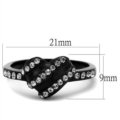 MATK2100 - IP Black(Ion Plating) Stainless Steel Ring with Top Grade Crystal  in Black Diamond