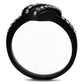 MATK2100 - IP Black(Ion Plating) Stainless Steel Ring with Top Grade Crystal  in Black Diamond