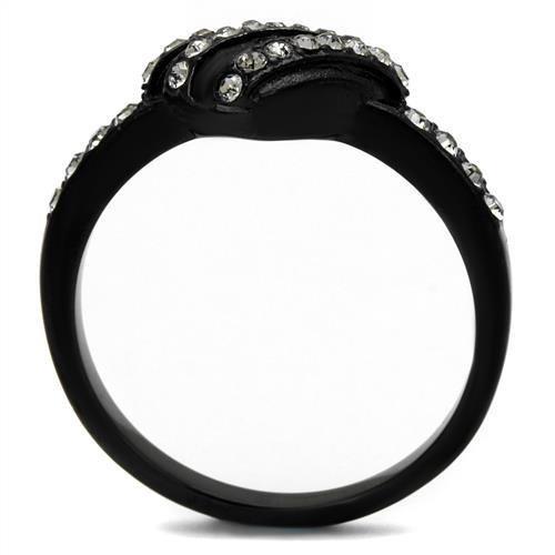 MATK2100 - IP Black(Ion Plating) Stainless Steel Ring with Top Grade Crystal  in Black Diamond