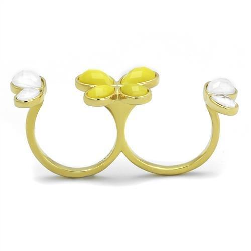 MATK2101 - IP Gold(Ion Plating) Stainless Steel Ring with Synthetic Synthetic Stone in Citrine Yellow