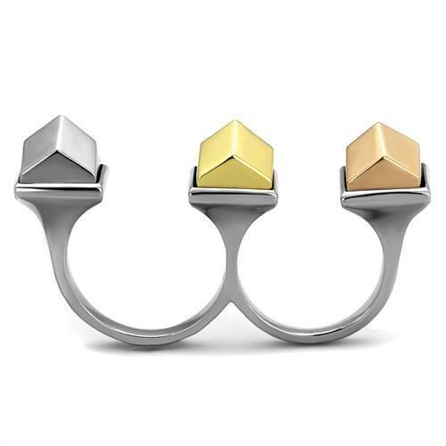MATK2109 - Three Tone (IP Gold & IP Rose Gold & High Polished) Stainless Steel Ring with No Stone