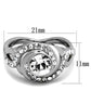 MATK2111 - High polished (no plating) Stainless Steel Ring with Top Grade Crystal  in Clear