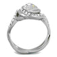 MATK2111 - High polished (no plating) Stainless Steel Ring with Top Grade Crystal  in Clear