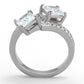 MATK2113 - High polished (no plating) Stainless Steel Ring with AAA Grade CZ  in Clear