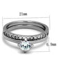 MATK2115 - High polished (no plating) Stainless Steel Ring with AAA Grade CZ  in Clear