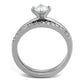 MATK2115 - High polished (no plating) Stainless Steel Ring with AAA Grade CZ  in Clear
