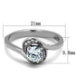 MATK2116 - High polished (no plating) Stainless Steel Ring with AAA Grade CZ  in Clear