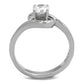 MATK2116 - High polished (no plating) Stainless Steel Ring with AAA Grade CZ  in Clear