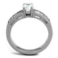 MATK2117 - High polished (no plating) Stainless Steel Ring with AAA Grade CZ  in Clear