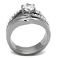 MATK2118 - High polished (no plating) Stainless Steel Ring with AAA Grade CZ  in Clear