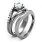 MATK2118 - High polished (no plating) Stainless Steel Ring with AAA Grade CZ  in Clear