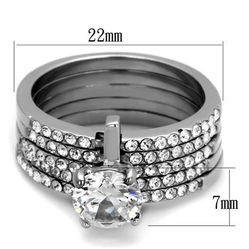 MATK2120 - High polished (no plating) Stainless Steel Ring with AAA Grade CZ  in Clear