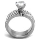MATK2120 - High polished (no plating) Stainless Steel Ring with AAA Grade CZ  in Clear
