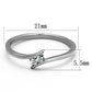 MATK2121 - High polished (no plating) Stainless Steel Ring with AAA Grade CZ  in Clear