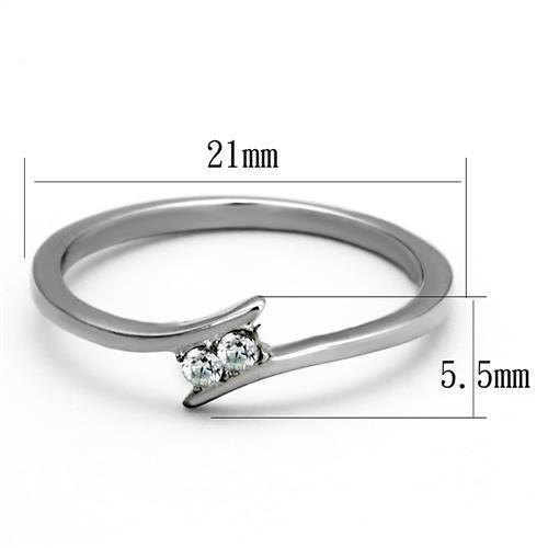 MATK2121 - High polished (no plating) Stainless Steel Ring with AAA Grade CZ  in Clear