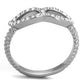 MATK2122 - High polished (no plating) Stainless Steel Ring with Top Grade Crystal  in Clear