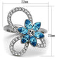 MATK2123 - High polished (no plating) Stainless Steel Ring with Top Grade Crystal  in Sea Blue