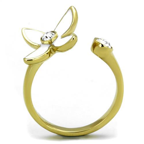 MATK2126 - IP Gold(Ion Plating) Stainless Steel Ring with Top Grade Crystal  in Clear