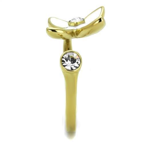 MATK2126 - IP Gold(Ion Plating) Stainless Steel Ring with Top Grade Crystal  in Clear