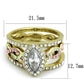 MATK2129 - Two-Tone IP Gold (Ion Plating) Stainless Steel Ring with AAA Grade CZ  in Clear